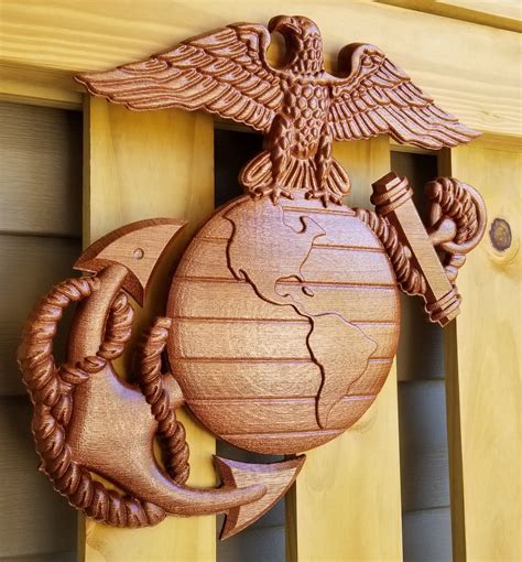 Usmc Eagle Globe And Anchor Ega Cnc Carved 3d Wood Carving Promotion Retirement Military Etsy