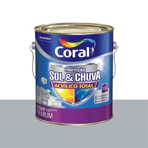 Tinta Colar De Prata - Tinta Fosca Acrílico Total Sol & Chuva Colar de Prata 3,6L - Coral ...