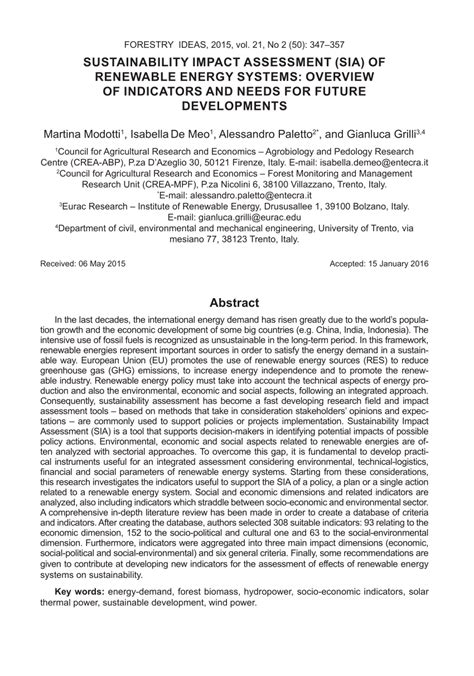 Pdf Sustainability Impact Assessment Sia Of Renewable Energy