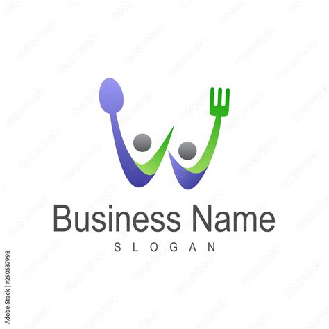 spoon fork letter w logo, healthy food logo, wellness logo Stock Vector ...