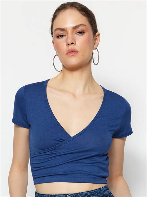 Buy Trendyol V Neck Wrap Crop Top Tops For Women 27680304 Myntra