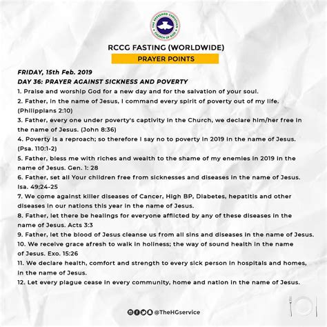 RCCG Holy Ghost Service On Twitter Day 36 Prayer Points Prayer