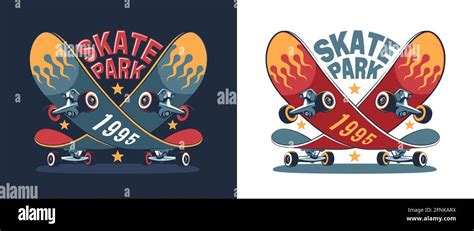 Skate park retro logo with funny skateboard Stock Vector Image & Art ...