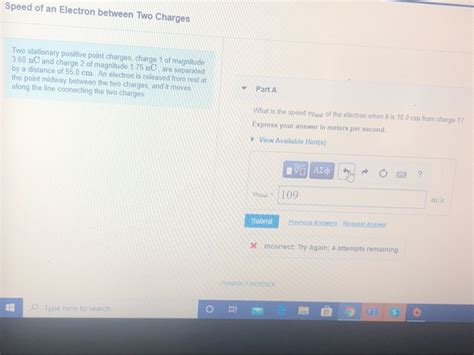 Solved Speed Of An Electron Between Two Charges Two Chegg