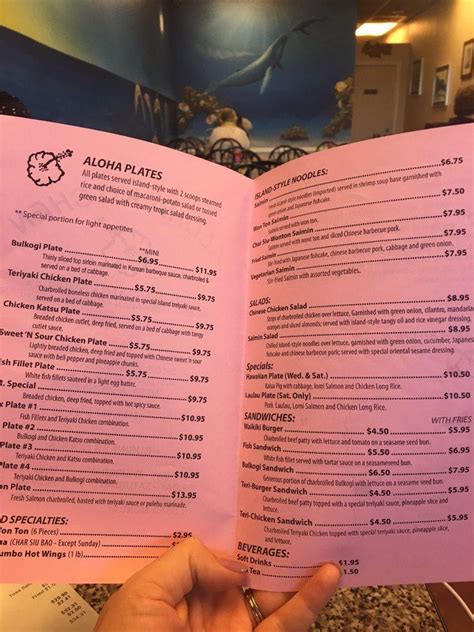 Menu At Aloha Kitchen Restaurant Mesa