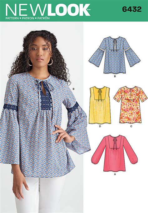 New Look Misses Blouses With Sleeve And Trim Variations