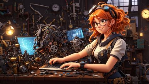 Premium Photo Anime Girl Image Showcasing A Techsavvy And Ingenious Inventor With Short Spunky