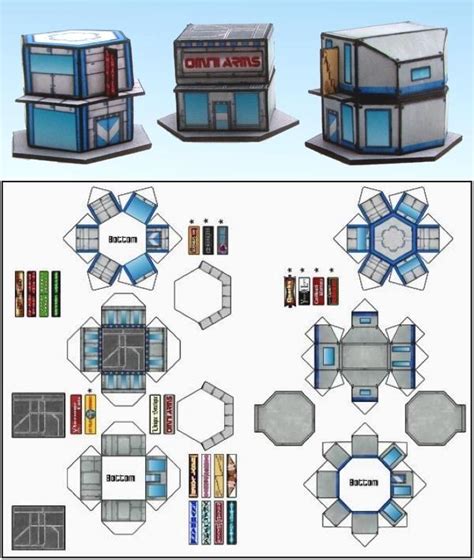 Battletech Sci Fi Style Buildings Paper Models For Dioramas And