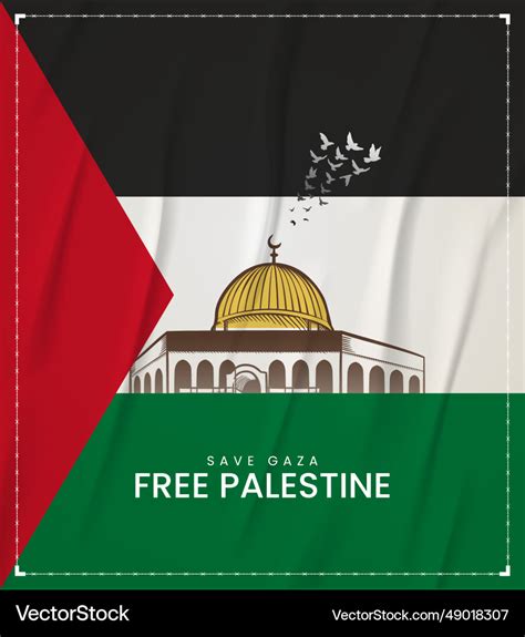 Free Palestine Flag Whit Al Aqsa Mosque Royalty Free Vector