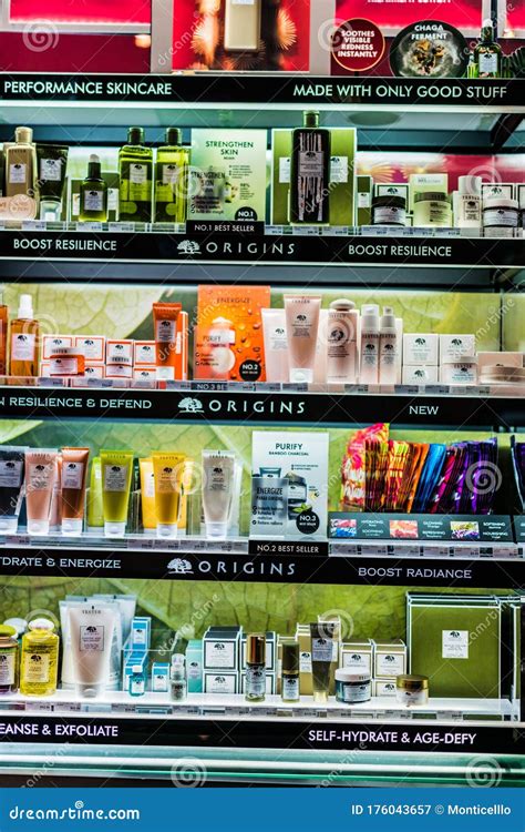 Cosmetics And Skincare Products On A Store Shelf In Sephora Shop