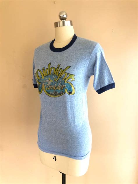 70s Midnight Rambler Blue Ringer T Shirt Vintage 1970s Novelty