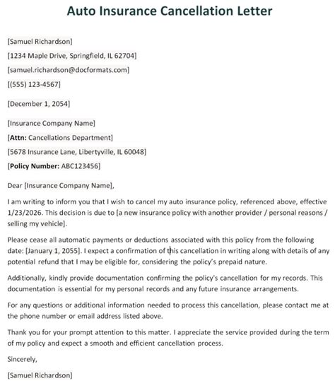 How To Write An Effective Insurance Cancellation Letter Templates