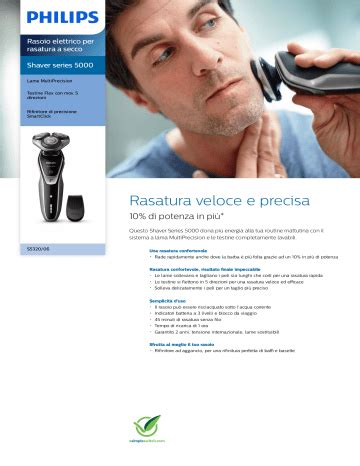 Philips S5320 06 Shaver Series 5000 Rasoio Elettrico Per Rasatura A