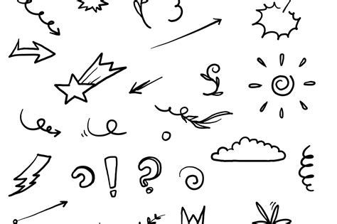 Hand Drawn Doodle Element Collection Vector Isolated Crella