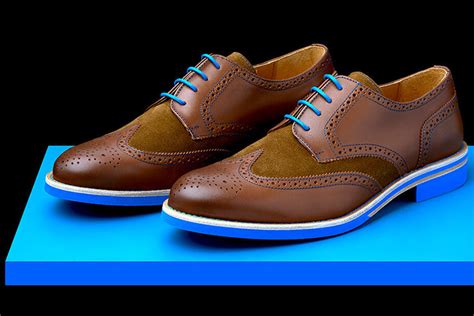 Mens Brown And Blue Leather Wingtip Dress Shoes Soxy Socks