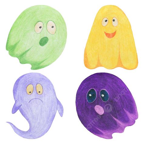 Set Of Hand Drawn Halloween Ghosts Boo Hand Drawn Cute Vector Boo