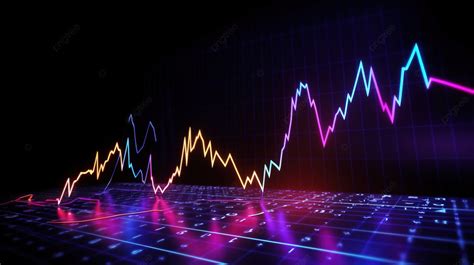 Stock Market Graph With Neon Lights Background 3d Illustration Of