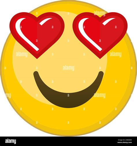 yellow face  heart eyes love obsession emoji stock vector image