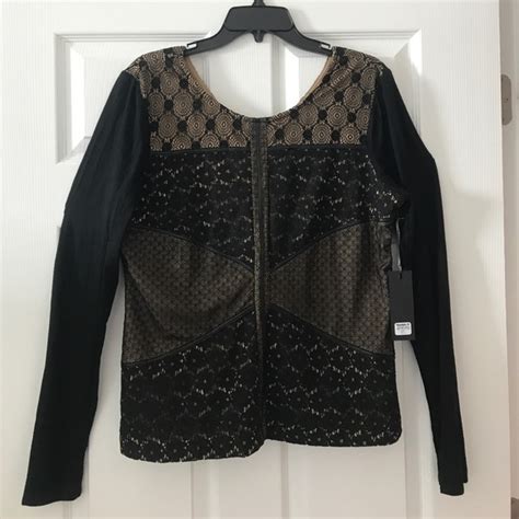 BKE Tops Nwtlong Sleeve Black Lace A Nude Top Poshmark