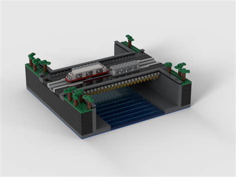 Lego Moc Micro Tram Bridge With River By Satyrec Rebrickable Build