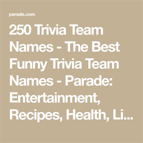 Funny Trivia Team Names Artofit