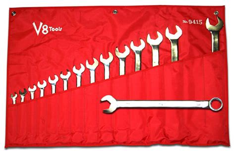 V8 9415 15 Piece Long Pattern Combination Wrench Set Sae