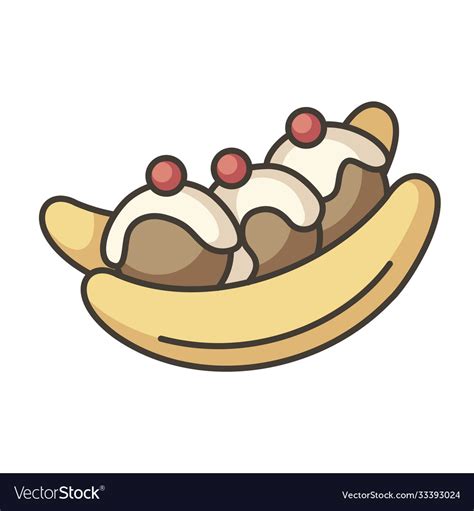 Banana Split Rgb Color Icon Royalty Free Vector Image