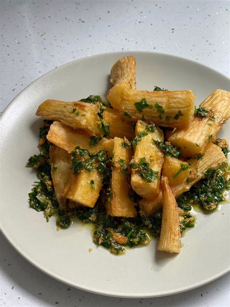 Twice Cooked Cassava Chips With Garlic Parsley And Lemon Oil — Chlo Eat