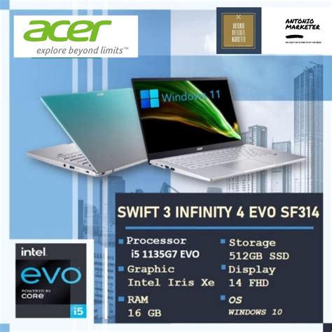 Jual Acer Swift 3 Infinity 4 Intel Evo I5 Gen 11 16GB RAM 512GB SSD