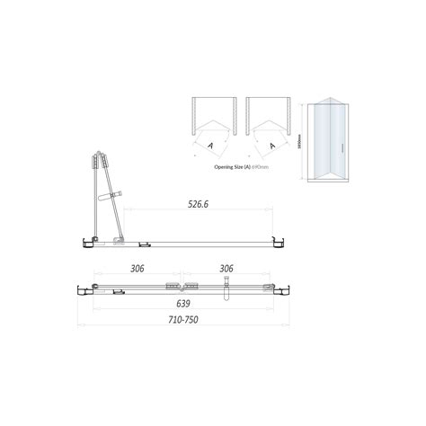 Shield S6 Semi Frameless Bifold Shower Door 760 900mm