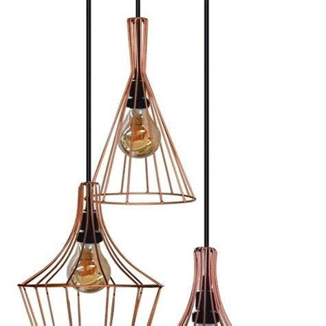 Trio 3 Lustres Luminária Pendente Modelo Aramado Cobre Leroy Merlin