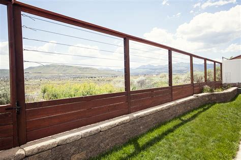 Modern Farm Fence with Wire Mesh and Pergola