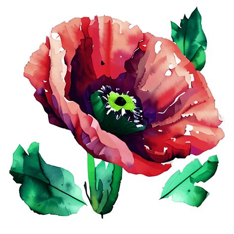 Red Poppy Flower Watercolor · Creative Fabrica