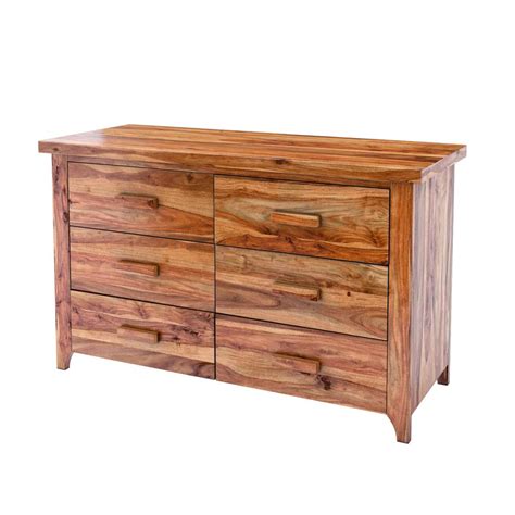 Delaware Rustic Solid Wood Bedroom 5 Drawer Double Dresser