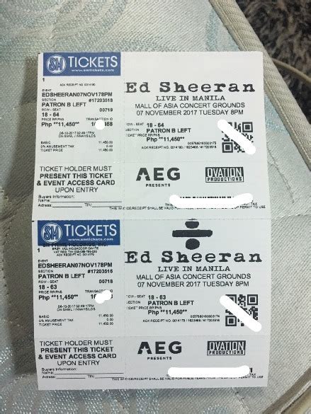 Ed Sheeran Concert Tickets For Sale Used Philippines