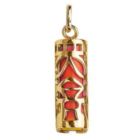 Pendentif Tiki Polyn Sien Rouge Corail En Plaqu Or Cha Ne Symbole De