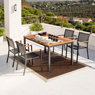 Τραπέζι NATERIAL Oris fix από αλουμίνιο/ευκάλυπτο σε χρώμα γκρι σκούρο ...