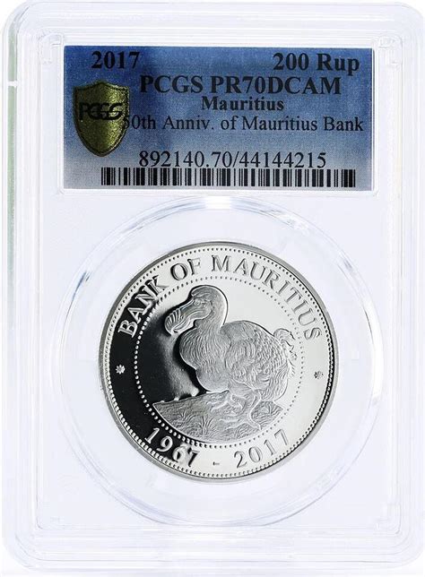 Mauritius Rupees National Bank Dodo Bird Pr Pcgs Silver Coin