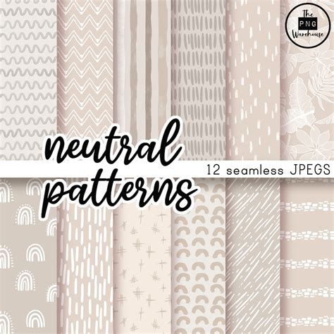 NEUTRAL PATTERNS Seamless Pattern Pack 12 Jpegs Instant Download 300dpi ...