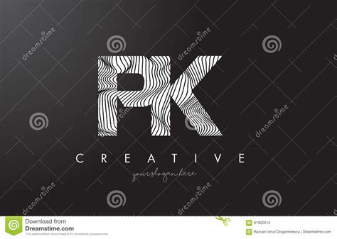 PK P K Letter Logo With Zebra Lines Texture Design Vector Stock Vector