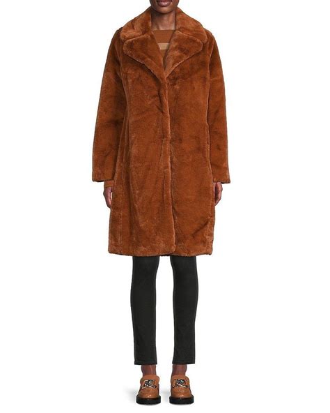 Nvlt Faux Fur Shell Longline Coat In Black Lyst