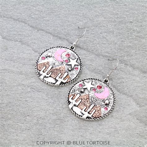 Western Night Scenery Dangle Earrings Bluetortoisewholesale