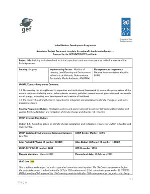 Fillable Online Annotated Undp Gef Project Document Template Project