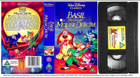 BASIL THE GREAT MOUSE DETECTIVE VHS VIDEO WALT DISNEY 55 OFF