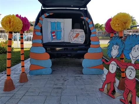 Diy Cat In The Hat Themed Birthday Decor Trunk Or Treat Truck Or