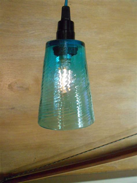 Glass Pendant Ceiling Light With An Aqua Green Drinking Glass Shade Etsy