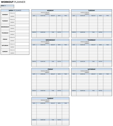 Weekly Workout Plan Template Excel or Google Sheets – Kim and Kalee