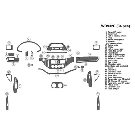 B I Wd C Rba D Raw Brushed Aluminum Full Dash Kit Pcs