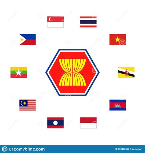 Emblema Y Bandera De La Asean En El Sudeste Asi Tico Ilustraci N Del