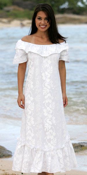 Wedding White Hibiscus Short Sleeve Muumuu Hawaiian Style Wedding Dress Wedding Dresses Plus